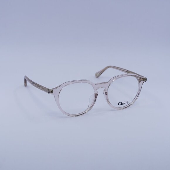 Chloe CH0012OA 001 Eyeglasses Transparent Pink 50mm Round Frame - Picture 1 of 11